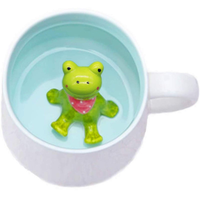 luckyse Frog Inside Coffee Mug Porcelain Figurine Mug 3D Ceramic Mugs - 13 OZ - Image 1